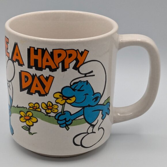 Vintage 1981 Smurf "Have a Happy Day!" Mug - Picture 1 of 7